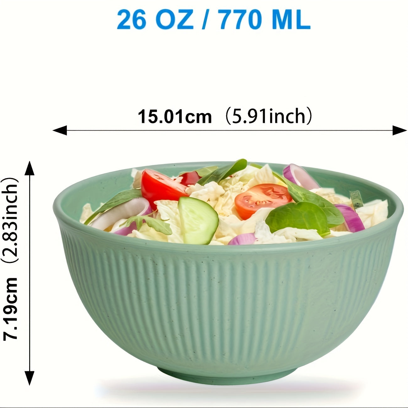 8pcs Color Striped Unbreakable Cereal Bowl, pp material-26oz