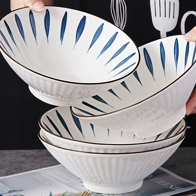 Set of Four Premium Ceramic Bowls Featuring a Distinctive Design