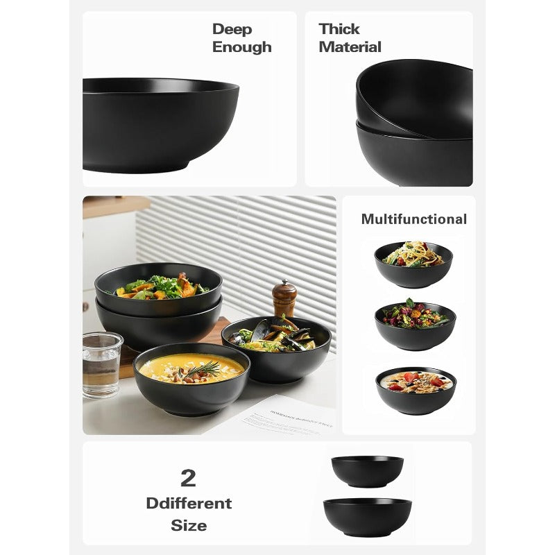 Large Serving Bowls 55 Ounce Ceramic Salad Bowls Pasta Porcelain Soup Bowls Set