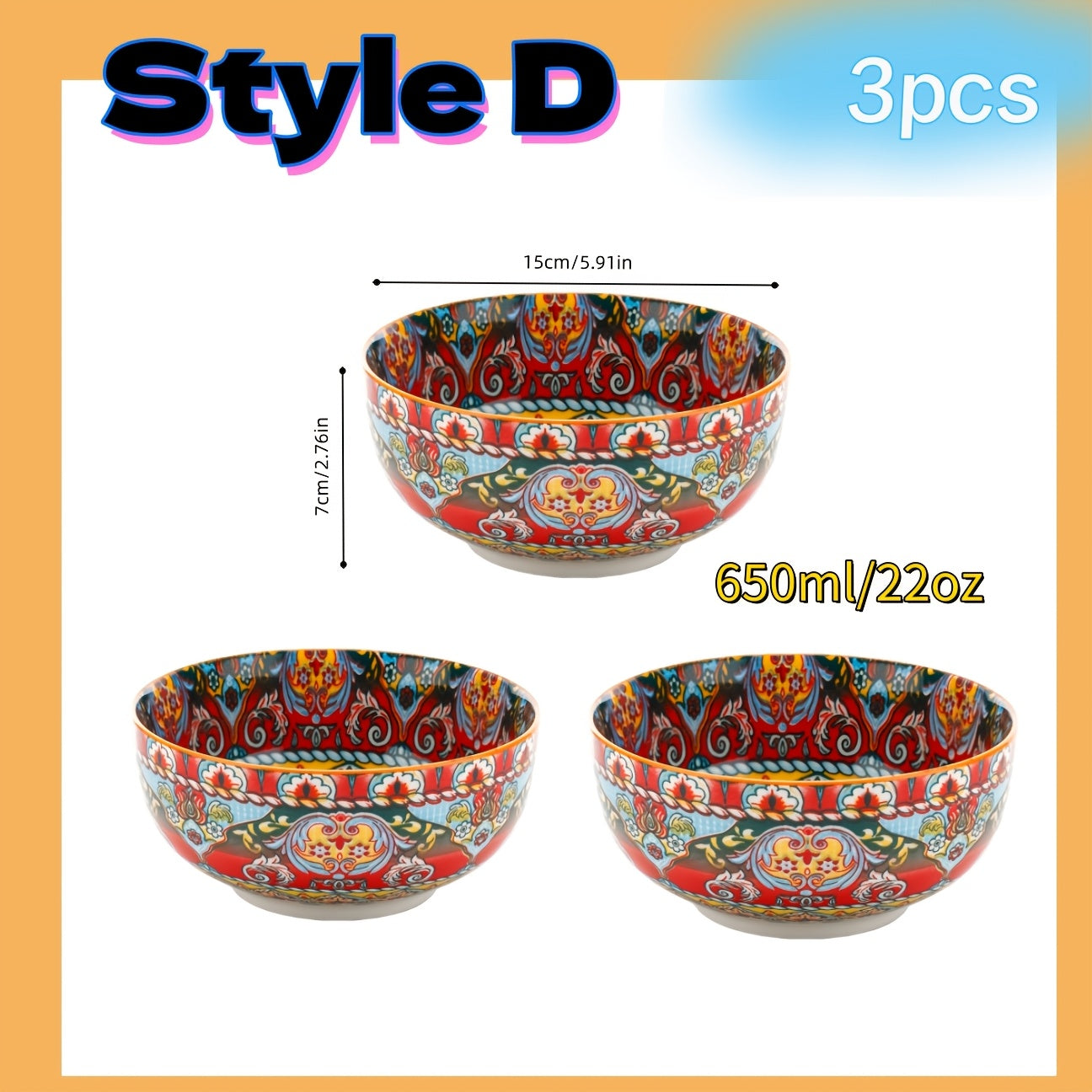 22 oz Ceramic Soup Bowl | 5.91 inch Large Salad Bowl, Suitable for Cereal