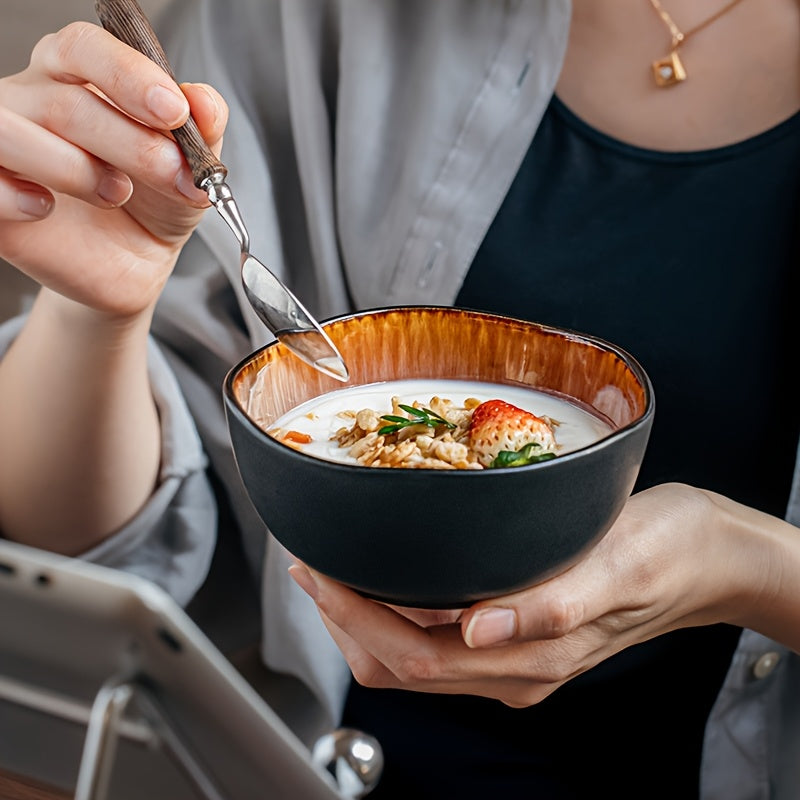 Set of 4 Yunmeng Flame \u002F Blue Rice Bowl 5-Inch Unique Ceramic Bowls