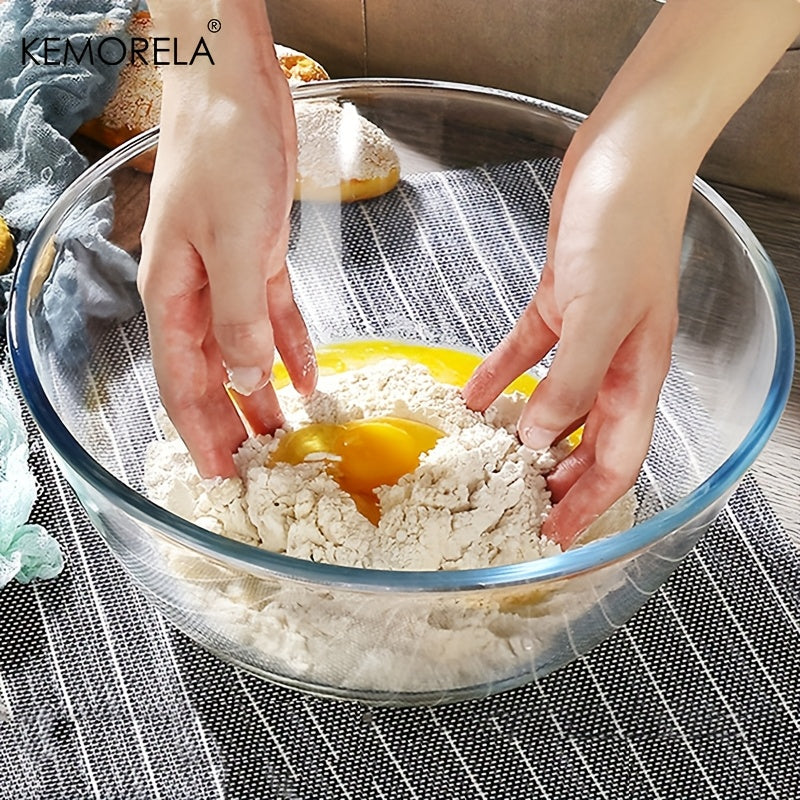 1pc KEMORELA Deep Mixing Bowl - Heavy-Duty Glass Salad Bowl