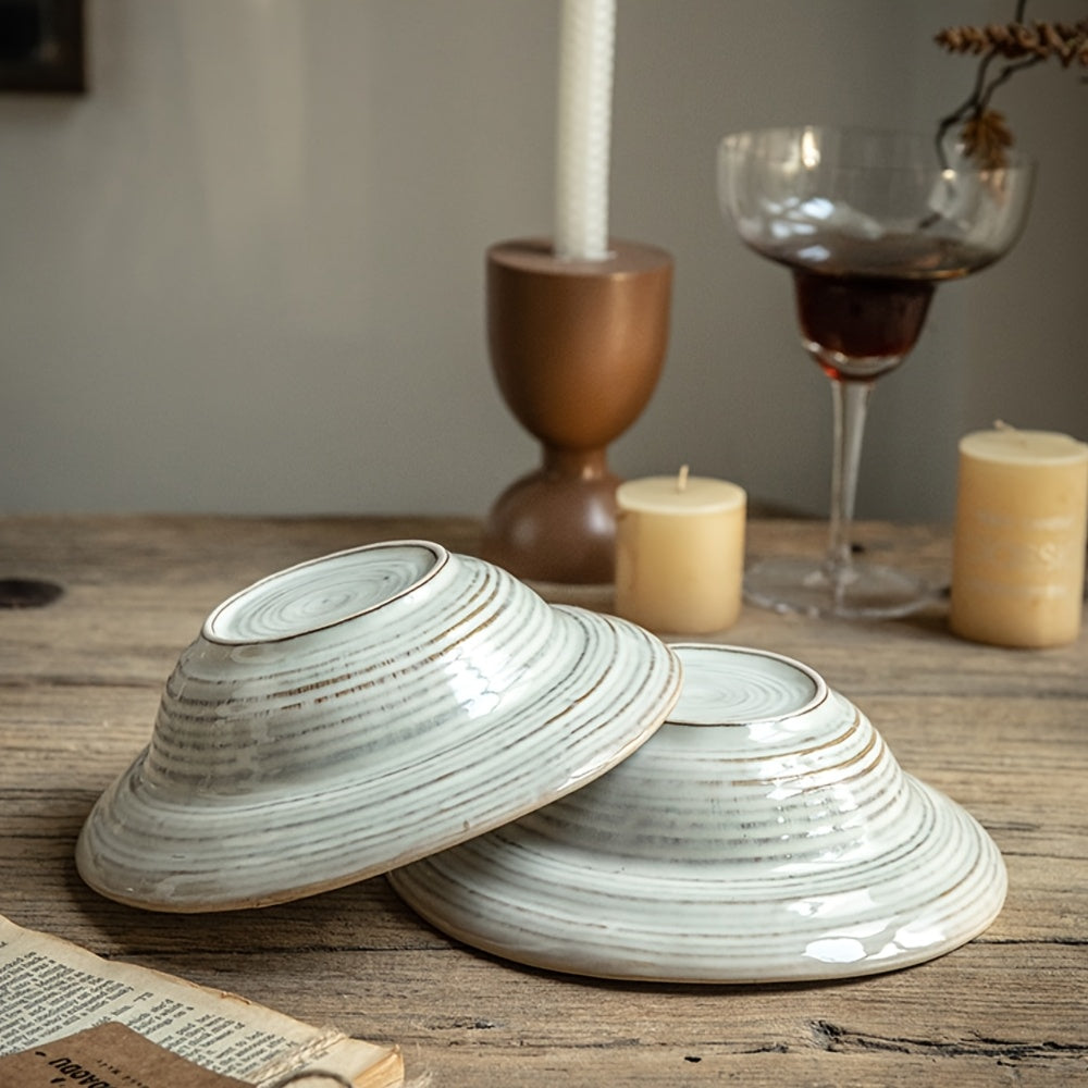 Handmade Ceramic Bowls 2pcs Handmade Ceramic Bowls with Unique Irregular Shapes