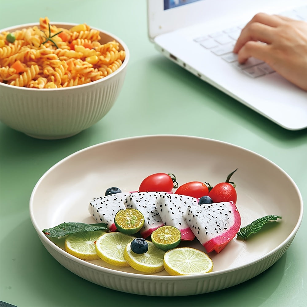 16pcs Cutlery Set with 3D Stripes, Indestructible Plates