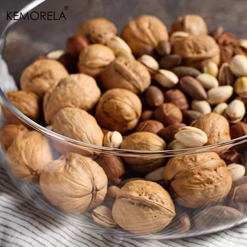KEMORELA Glass Bowl with Lid - Food-Safe Glass Wood Kitchen Storage Container for Nuts