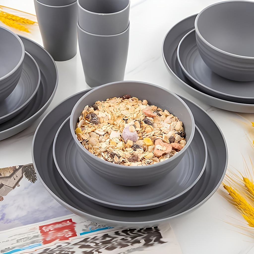 24pcs Plastic Dinnerware Set | Includes Large Plates, Small Plates