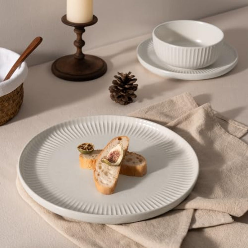famiware Dinnerware Sets with Mugs Plates and Bowls Dish Set of 6 24 Pieces - Dishwasher and Microwave Safe Chip Resistant Reactive Glaze