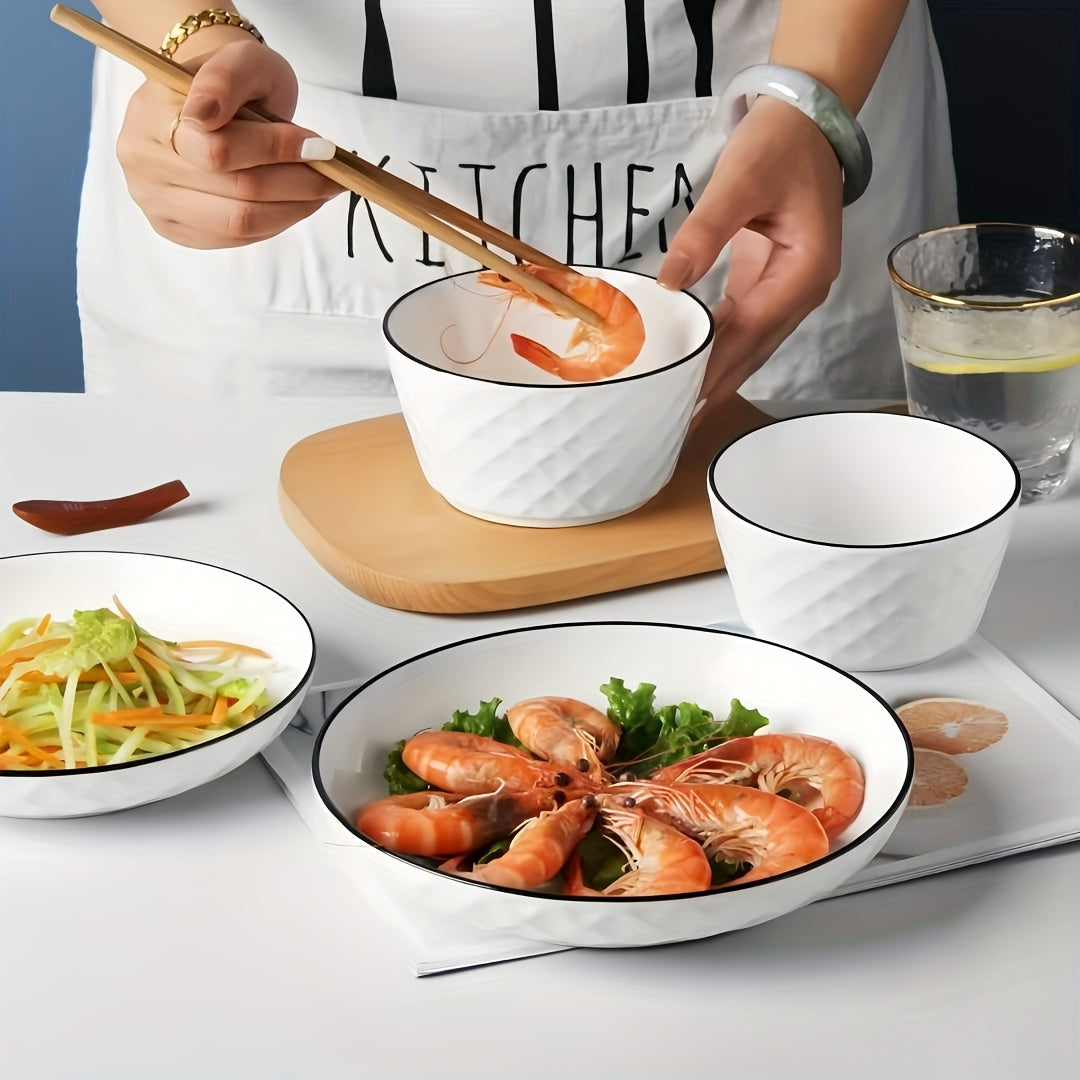 16pcs White Ceramic Dinnerware Set for 6 people with Dinner Plates