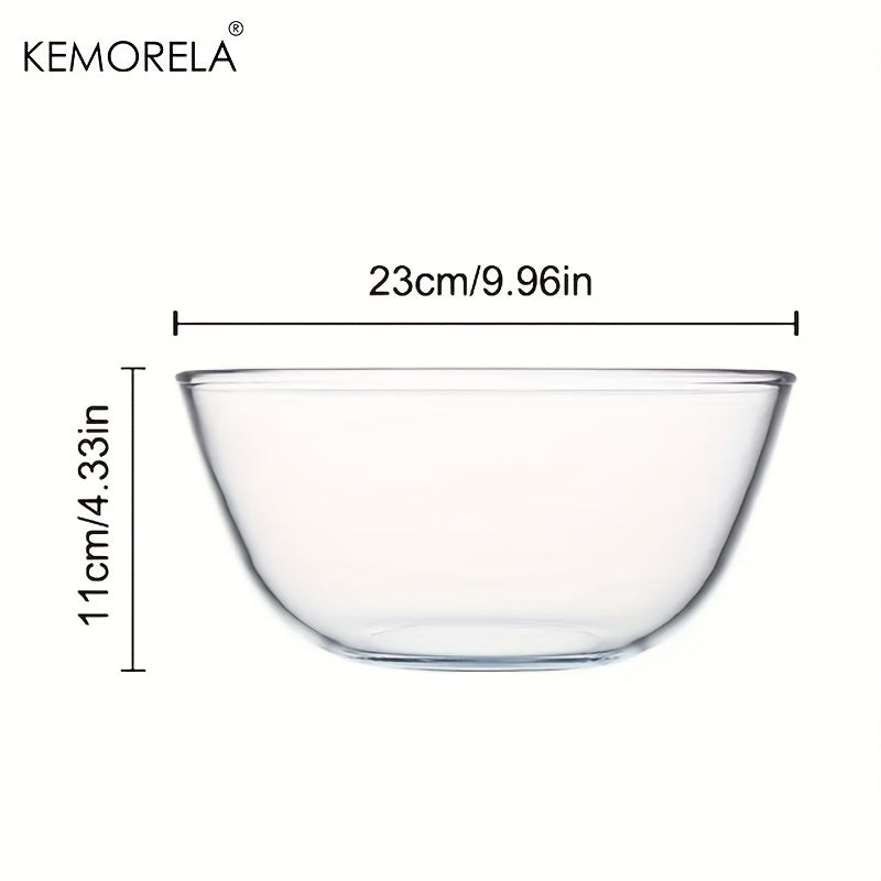1pc KEMORELA Deep Mixing Bowl - Heavy-Duty Glass Salad Bowl