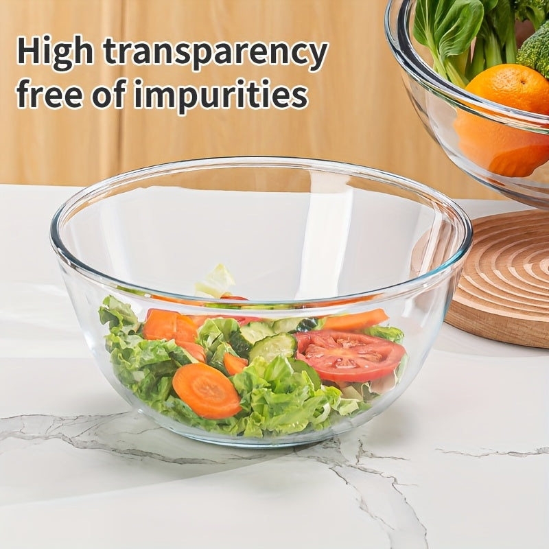 3pcs Set of Thickened Borosilicate Salad Bowls, Clear Mixing Bowl