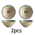2pcs Large Japanese Ceramic Ramen Bowls with Underglaze Color