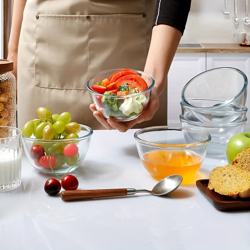 3pcs Set of Thickened Borosilicate Salad Bowls, Clear Mixing Bowl